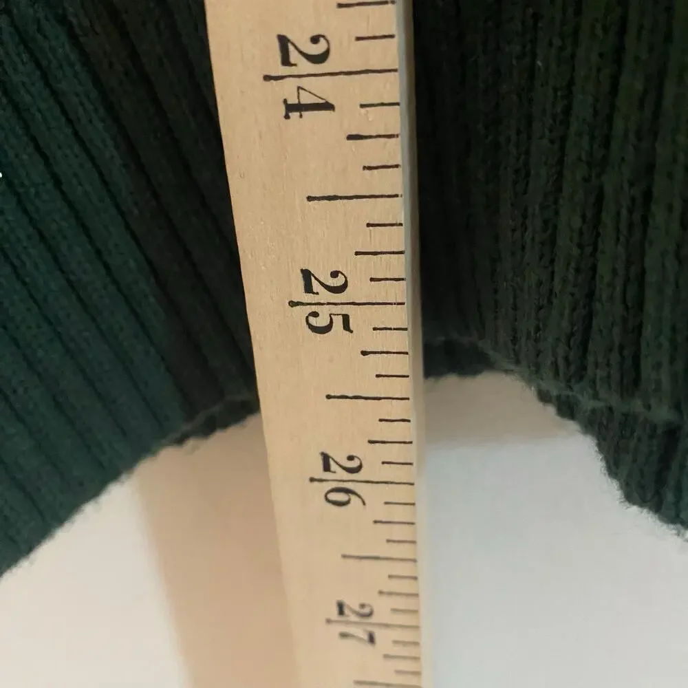 Mens US Polo Assn Green Thick Cable Knit Pullover Sweater Preppy Crew Neck Large